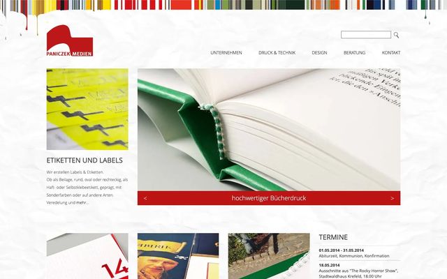 Druckerei Paniczek Website screenshot 1