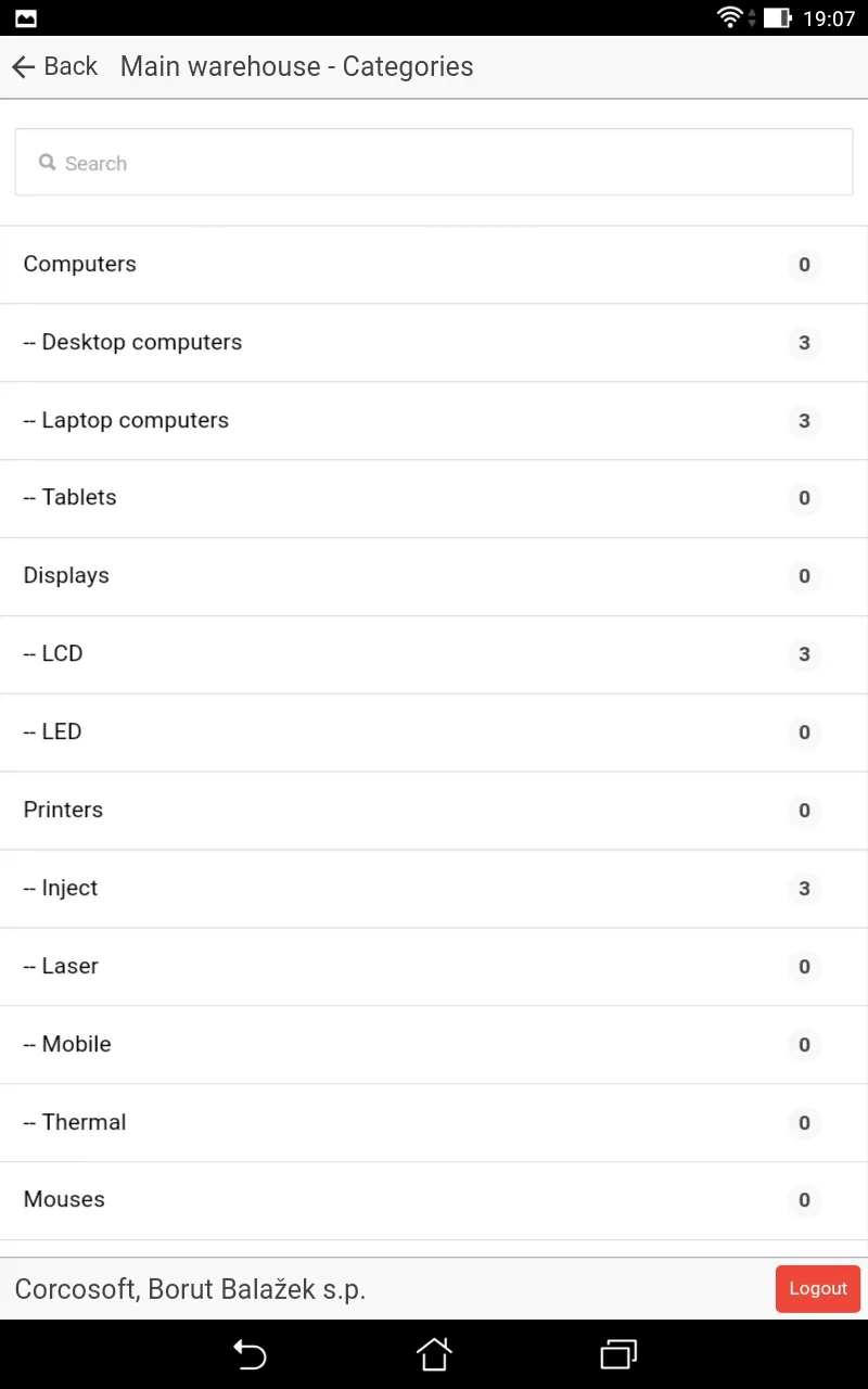 Mobile - Warehouses - Categories