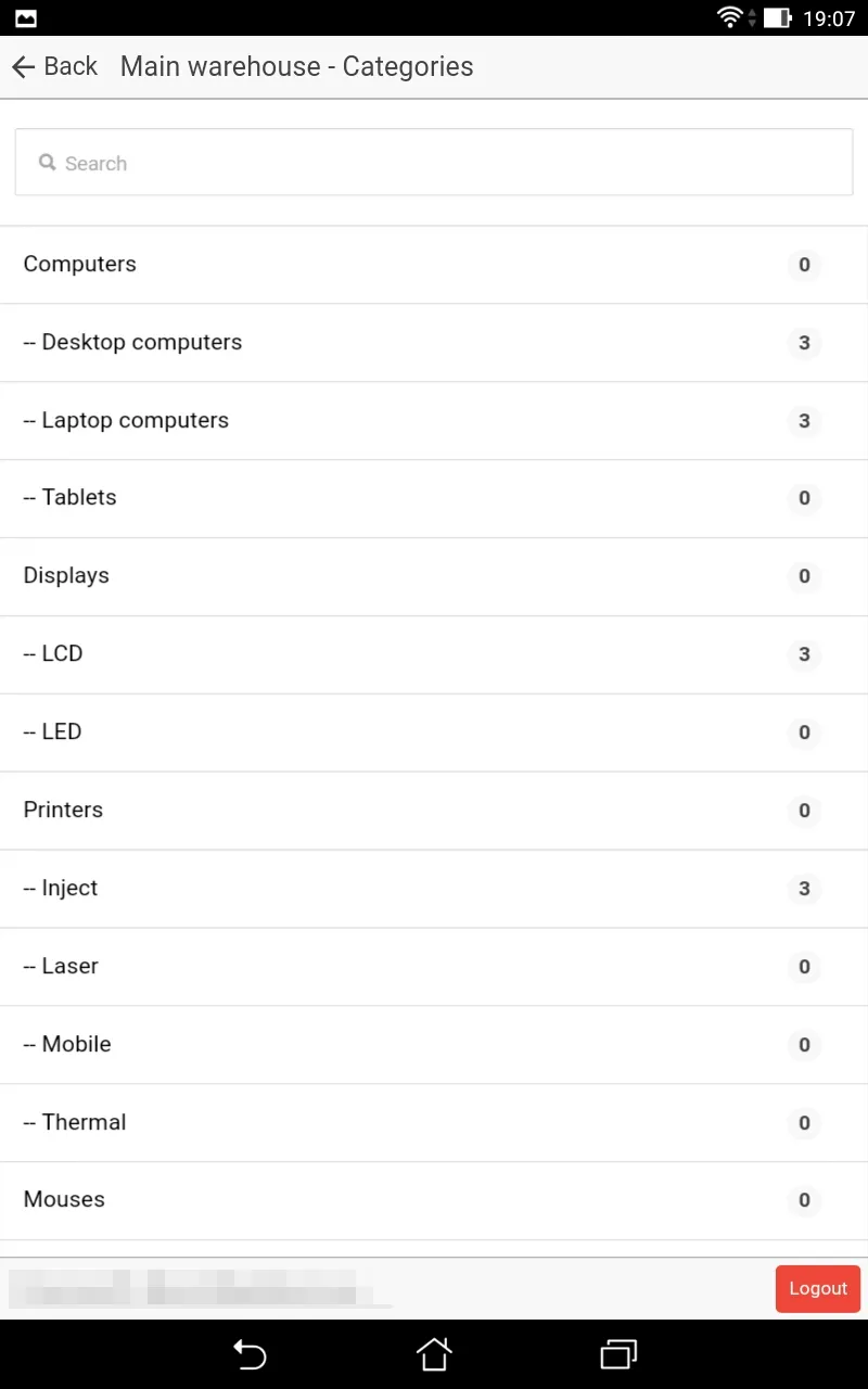 Mobile - Warehouses - Categories